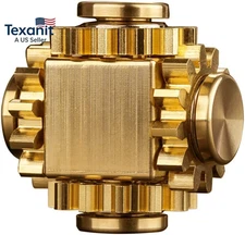 Pure Brass Cube Gears Linkage Anti-Anxiety Fidget Spinner Toy,Metal DIY EDC Medi