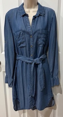 Cloth and Stone Tencel Denim Shirtdress M Belted Anthropologie 2-3  EUC nice! 