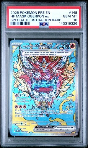 2025 POKEMON PRE EN-PRISMATIC EVOLUTIONS #148 HEARTHFLAME MASK OGERPON EX PSA 10