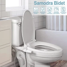 SAMODRA Ultra-Slim Bidet Attachment Dual Nozzle Non-Electric Adjustable Pressure