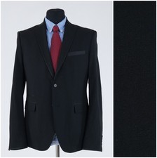 Mens ZARA Blazer 40R UK Size Black Wool Sport Coat Designer Jacket