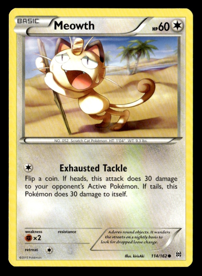 Meowth Common Reverse Holo XY - BREAKthrough 114/162 NM Pokémon TCG