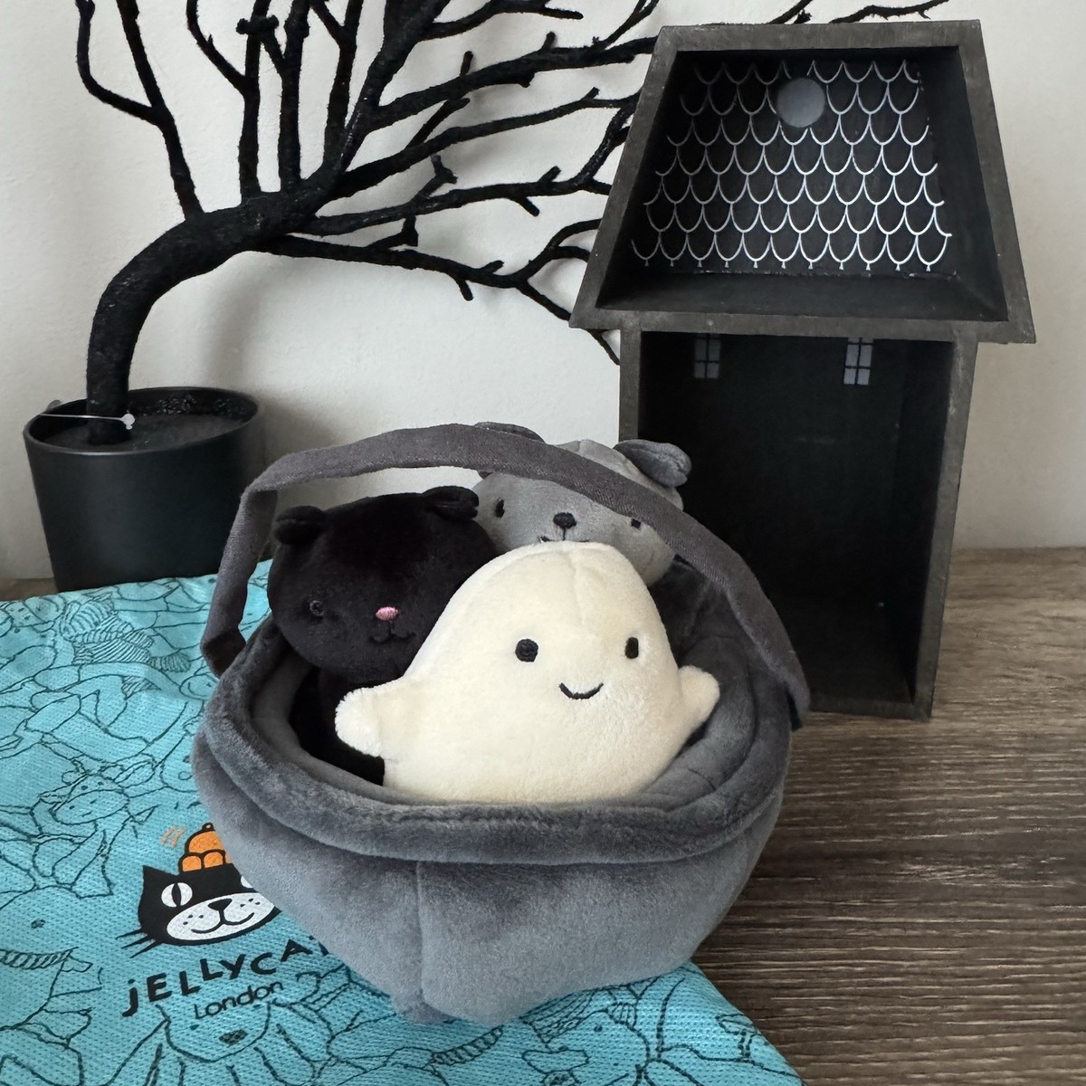 新品 ぬいぐるみ　jelly cat Cauldron Cuties Jellycat Cauldron Cuties Plush Bat Ghost Cat Halloween Plushy Set
