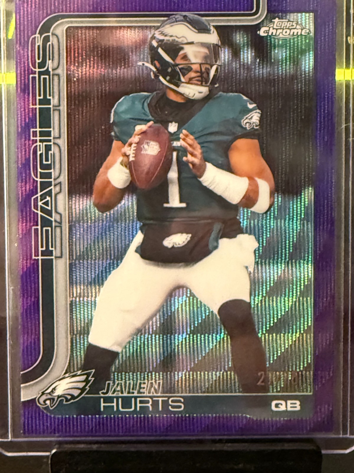 2025 Topps Chrome Purple Wave Refractor #247 Jalen Hurts /75 Item 285