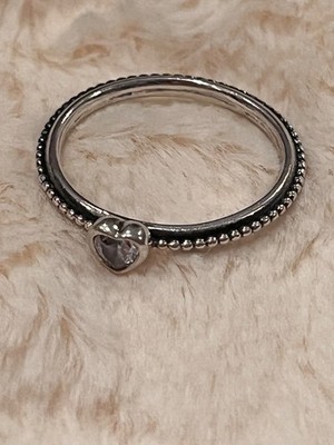 PANDORA signiert One Love klar CZ Sterlingsilber nicht mehr produziert 60 US 9 stapelbar SELTEN