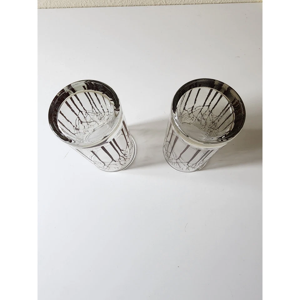 VINTAGE Retro MCM Marrón Árbol de Invierno 5.5" Jugo / Vaso de Degustación - Juego de 2 Foto 2 de 4