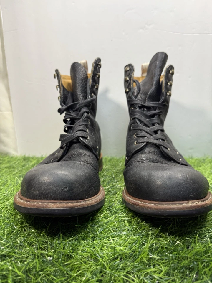 Botas masculinas desgastadas de couro pebbled preto rag & bone Kent feitas nos EUA - Imagem 2 de 4