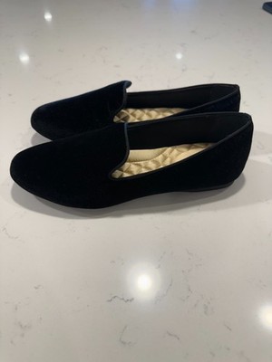 Birdies The Starling Women's Size 8 Black Velvet Slippers Loafers Shoes.