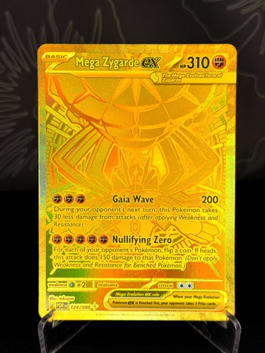 Pokemon Mega Zygarde ex Gold Hyper Rare 124/088 Perfect Order READY TO SHIP 124/