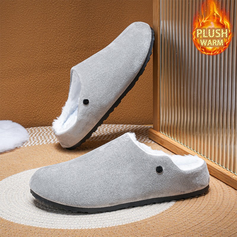 Men’s Fleece Lined Winter Slippers – Anti-Slip Indoor/Outdoor Plush House Shoes