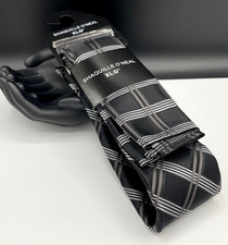 SHAQUILLE O'NEAL Neck Tie  Hanky  Black  Plaid Grid  X Long  MSRP: 50.