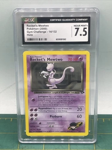 Rocket's Mewtwo 14/132 Gym Challenge Holo Rare 2000 CGC 7.5 NEAR MINT+