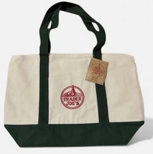 BRAND NEW Tags - Trader Joe  s - Canvas Tote Shopping Bag - LARGE GREEN - Ltd ed