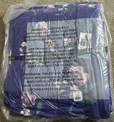 NWT Vera Bradley WILD ROSE Purple Fleece Throw Blanket Cat 80'' X 50'' New Sealed