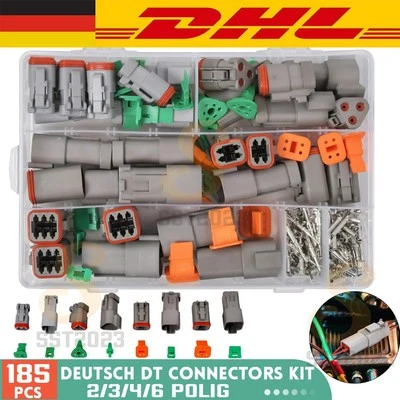 MARKENLOS 185X Deutsch DT 2/3/4/6-Polig Steckverbinder Buchse KFZ Stecker Wasserdicht Set