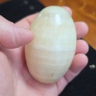 Polished Banded Onyx Stone Egg Figurine with Square Stone Base Stand — photo 2