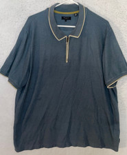 Ted Baker Men's Grey 1/4 Zip Pullover Knit Polo Shirt Short Sleeve Size 7 XXL