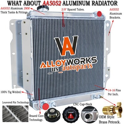 3 Rows Aluminum Radiator For 1987-2006 1990 Jeep Wrangler TJ YJ 2.4/2.5/4.0/4.2L