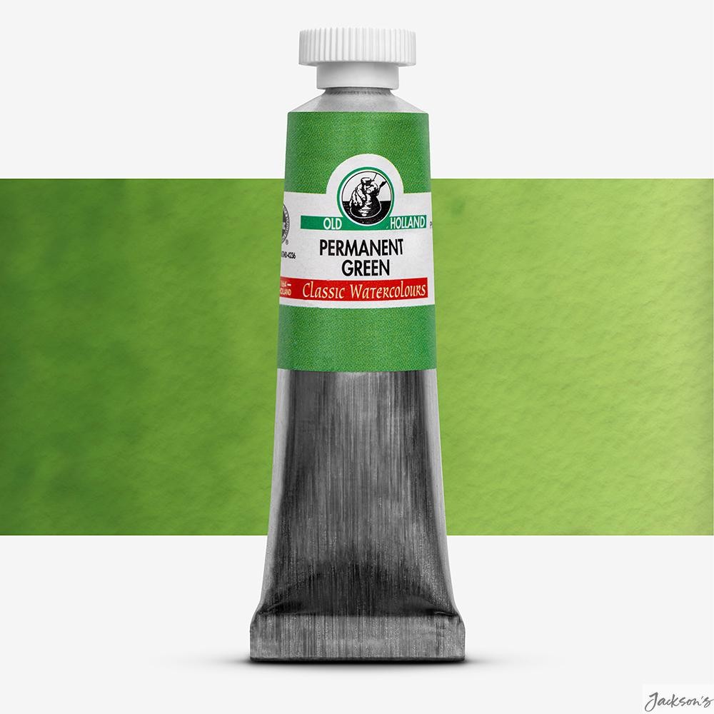 Old Holland Classic Watercolour Paint Tube 18ml Permanent Green For Artists