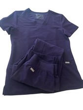 Figs Eggplant/deep purple Scrub Set Casma Top XXS & Kade Cargo Scrub Pants XXS
