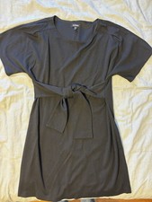 Express Black Short Sleeve Tie Waist Stretch Shift Dress Size M