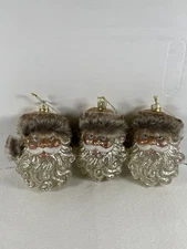 Set of 3 Raz Imports Santa Ornaments with Faux Fur