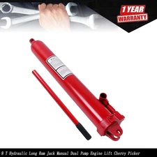 8 Ton Hydraulic Long Ram Jack Manual Dual Pump Engine Lift Cherry Picker Manual
