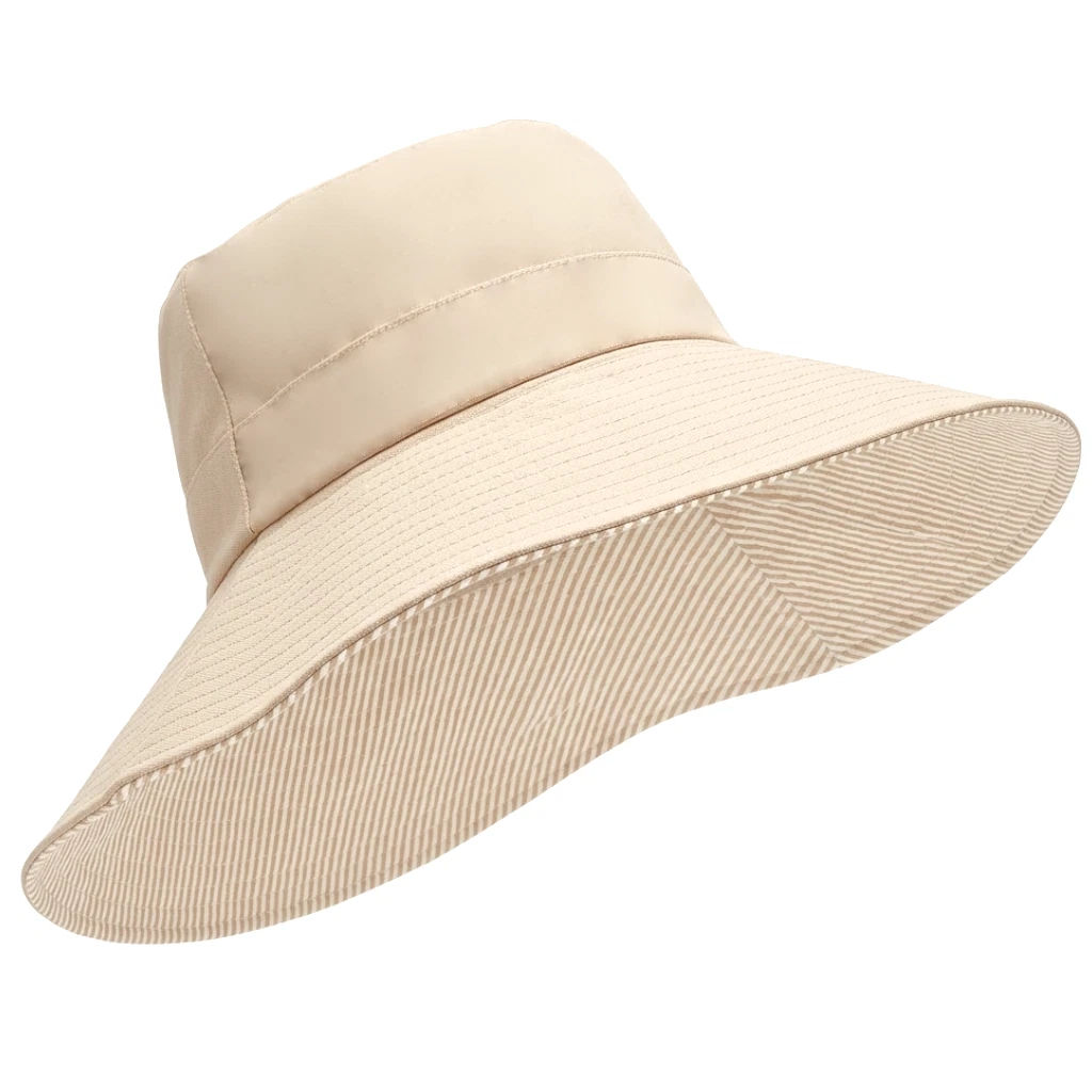 Ladies Wide Brim Sun Hat, UPF50+, Lightweight, Wired Brim, Packable, Stripe
