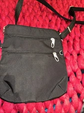 Travelon Messenger Bag RFID Crossbody Anti Theft Black Purse 10-1/2 x 9