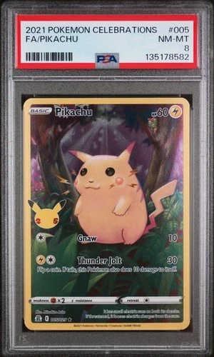 2021 POKEMON CELEBRATIONS #005 FULL ART/PIKACHU PSA 8