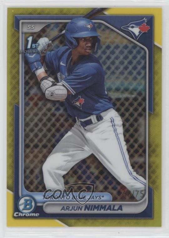 2024 Bowman Chrome Prospects Yellow Refractor /75 Arjun Nimmala #BCP-142 19fe