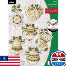 Bucilla Felt Applique 6 Piece Ornament Making Kit, Holiday Glitz, Perfect for DI