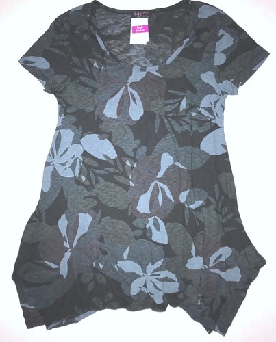 FRESH PRODUCE Small Black $55 Flower Blossoms Vintage Slub Drape Top NWT New S - Picture 4 of 4