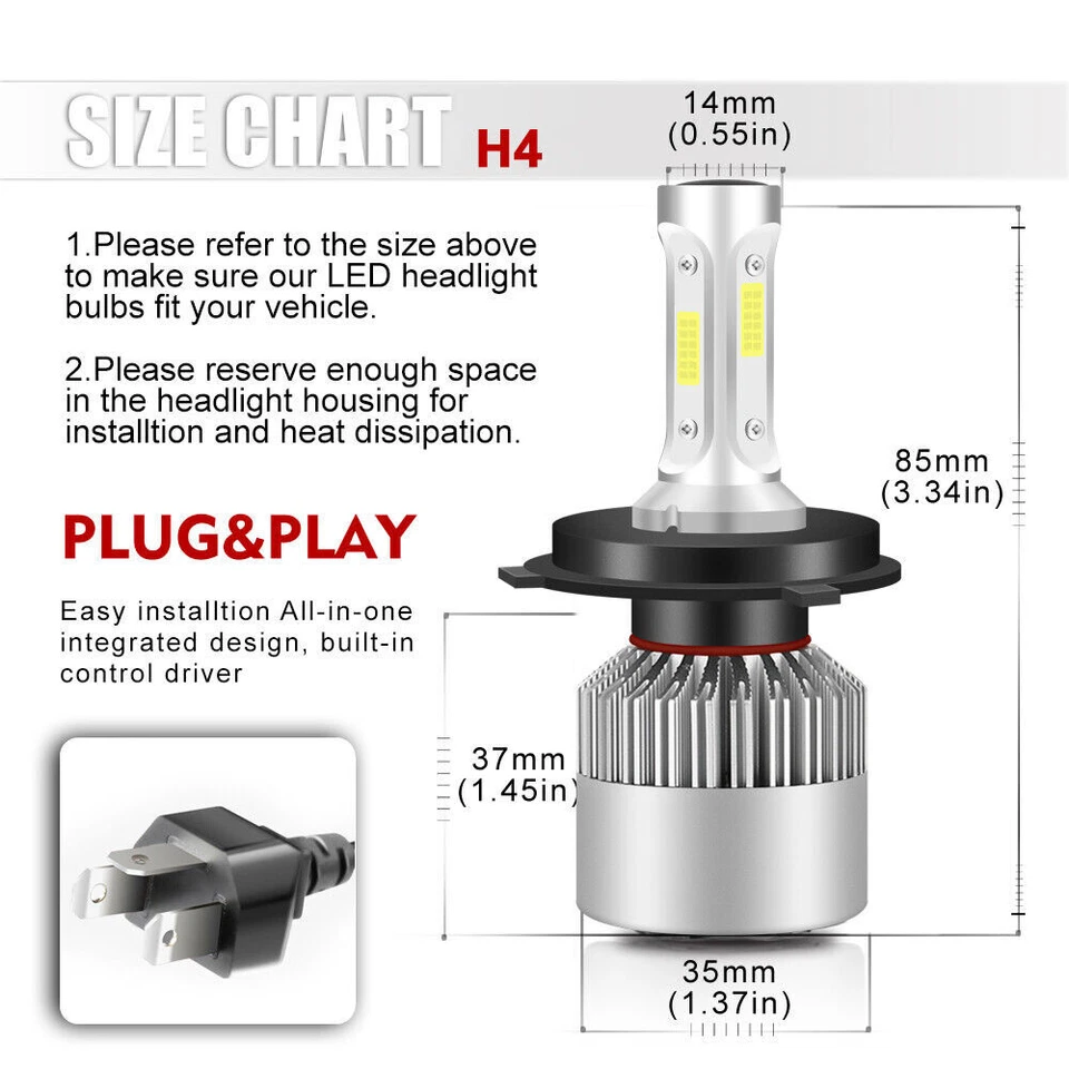 Par de faros LED de haz alto bajo para Ford E-150 Econoline E-250 E-350 5x7 7x6" Foto 2 de 4