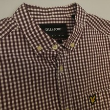 Lyle & Scott Shirt Gingham M Fits Like SMALL Slim Fit Check Stretch