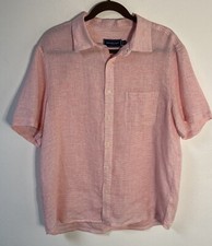 Vineyard Vines Men s Shirt 100 Linen Short Sleeves Pink Large