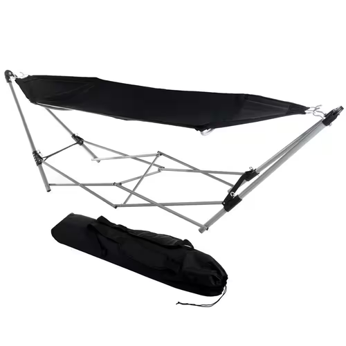 Hammock with Stand Portable Folding Canvas Bed Outdoor Travel Lounge Black 7.8ft - Picture 12 of 12