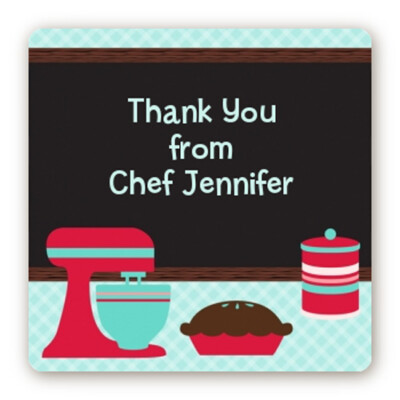 Cooking Class Birthday Party - Square Personalized Birthday Party Stickers