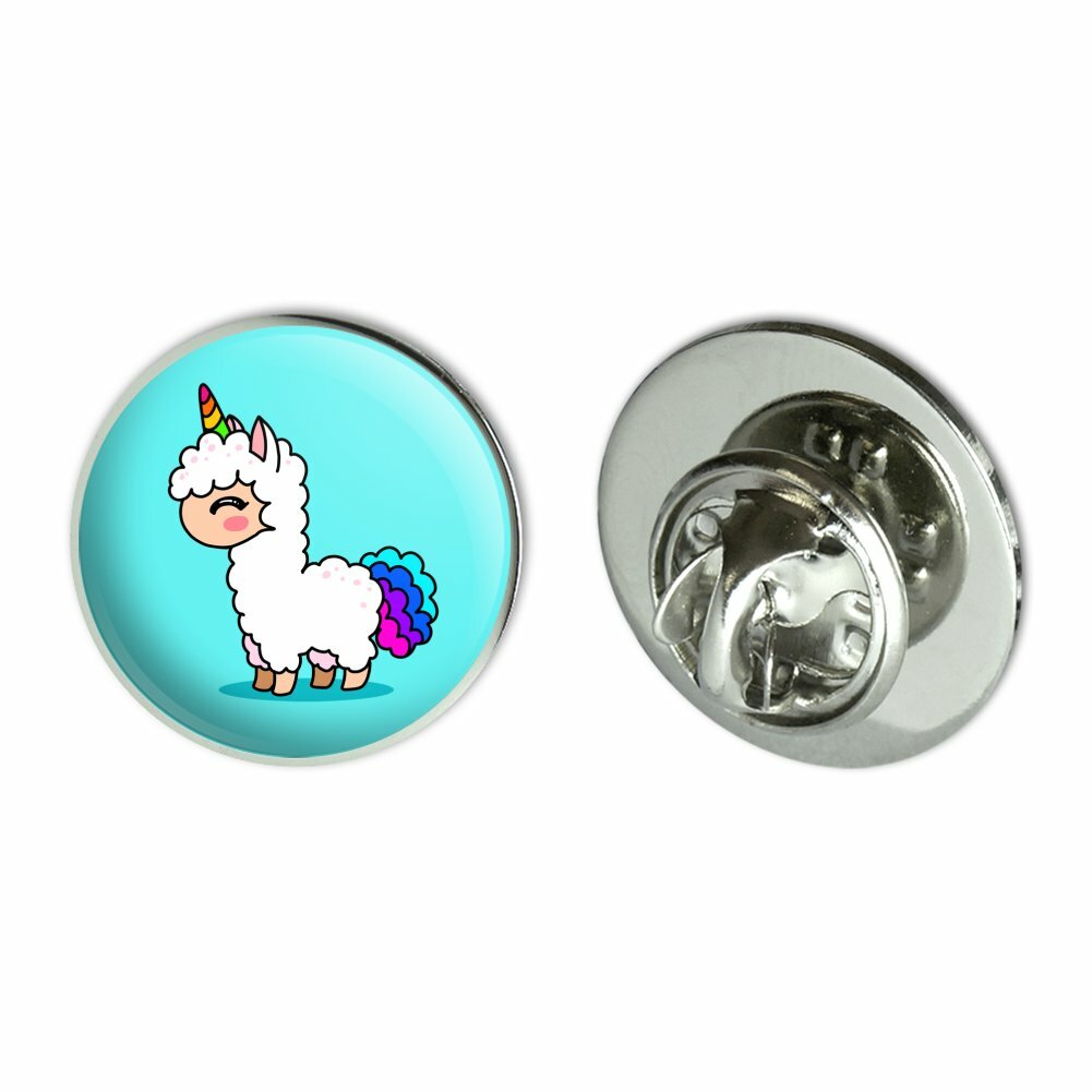 Cute Kawaii Rainbow Llama Unicorn Metal Lapel Hat Pin Tie Tack Pinback