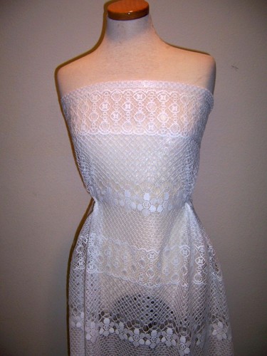 4yds CHARMING WHITE COTTON BLEND LACE INTERESTING BANDS COMPLEX LACY PATTERNS - Picture 8 of 8