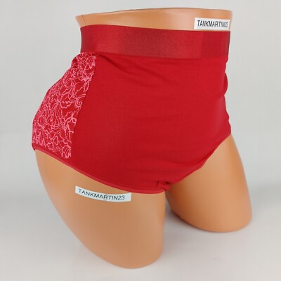 NWT LANE BRYANT CACIQUE PLUS COTTON FULL BRIEF 18/20 PANTY SOLID RED LACE HIPS