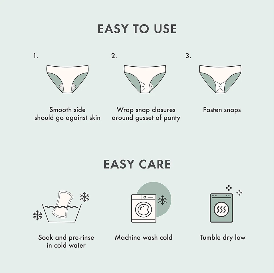 Rael Reusable Pads Menstrual, Organic Cotton Cover Pads (3 count) - Image 2 of 4