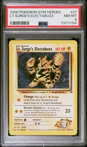 Lt. Surge's Electabuzz (1st Edition) graded PSA 8 for sale on eBay