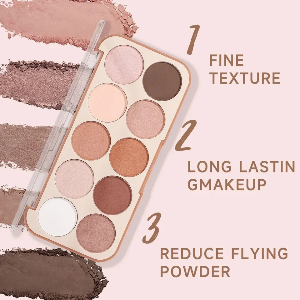 10 Colors Nude Highlighter Contour Palette Makeup Bronzer Powder Highgloss Palet - Image 3 of 4