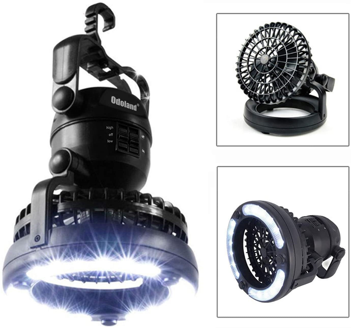 Odoland Portable LED Camping Lantern with Ceiling Fan - Hurricane Emergency S...