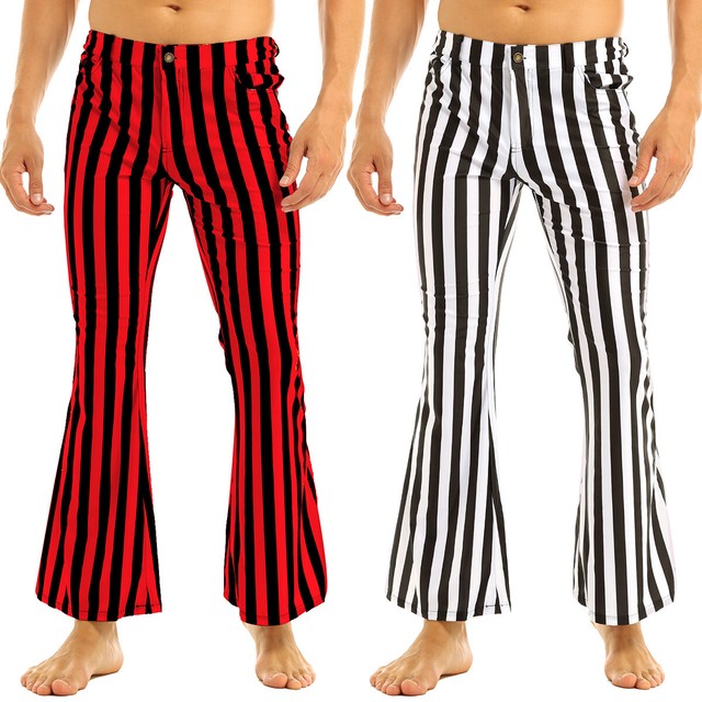 Mens Striped Bell Bottoms Flares Hippie Vintage Long Pants Trousers 60's 70s | eBay