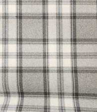 Charcoal Grey Cream Plaid Fabric by the yard
