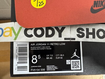 Nike Air Jordan 11 Retro Low Bred 2025 Men's Sizes *SHOE BOX ONLY