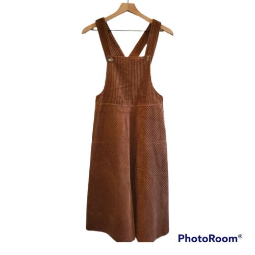 Vintage 70s 80s Wide Wale Corduroy Jumper Dress B… - image 1