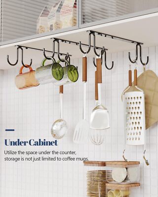 5-Pack Under Cabinet Mug Hooks - Strong Metal Cup Holders For Kitchen Storage & Organization - View #7